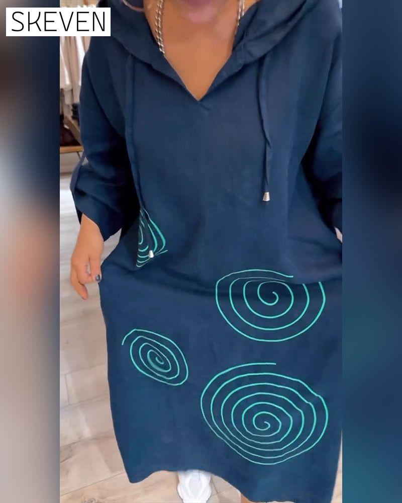 Kapuzenkleid mit langen Ärmeln, lockerer Passform
