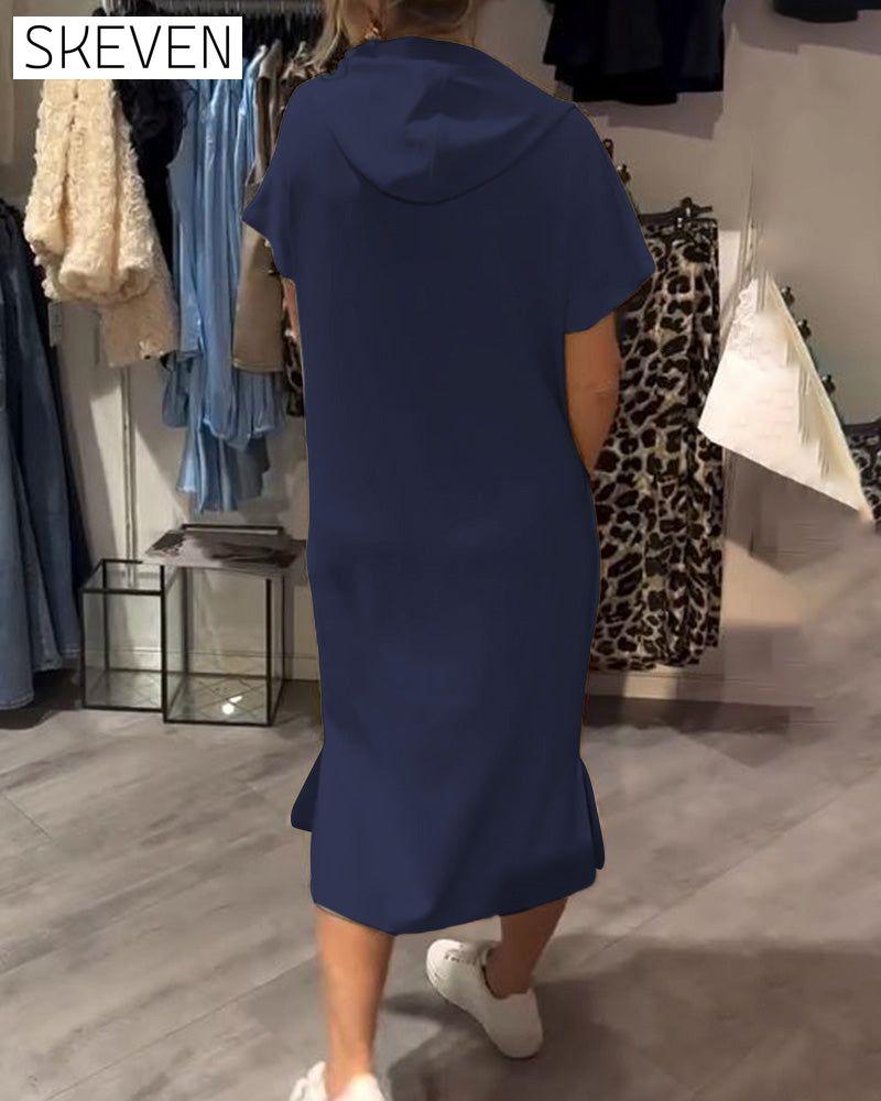 Hooded Casual Drawstring Dress