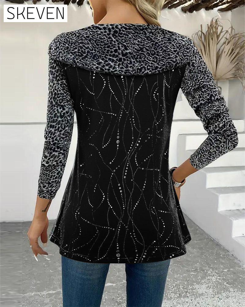 Leopard Print Long-Sleeved Top