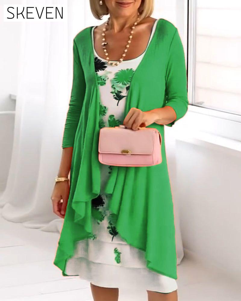 Ensemble à manches longues patchwork à imprimé floral