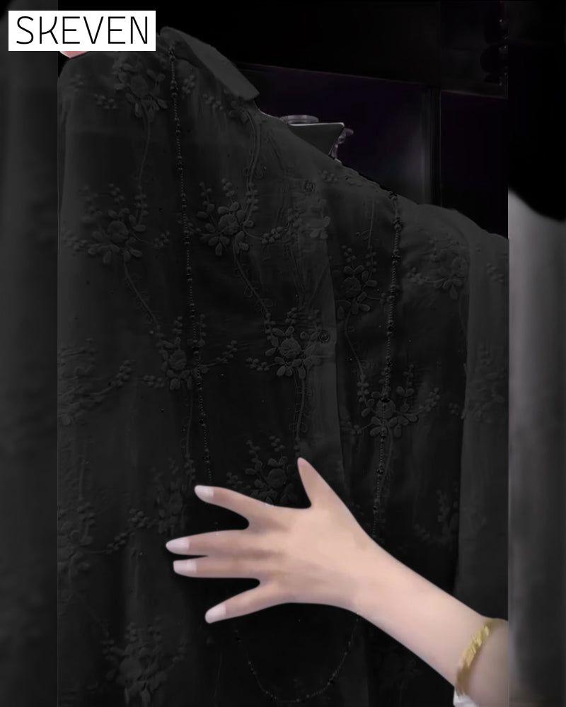 Solid Embroidered Drop Shoulder Shirt