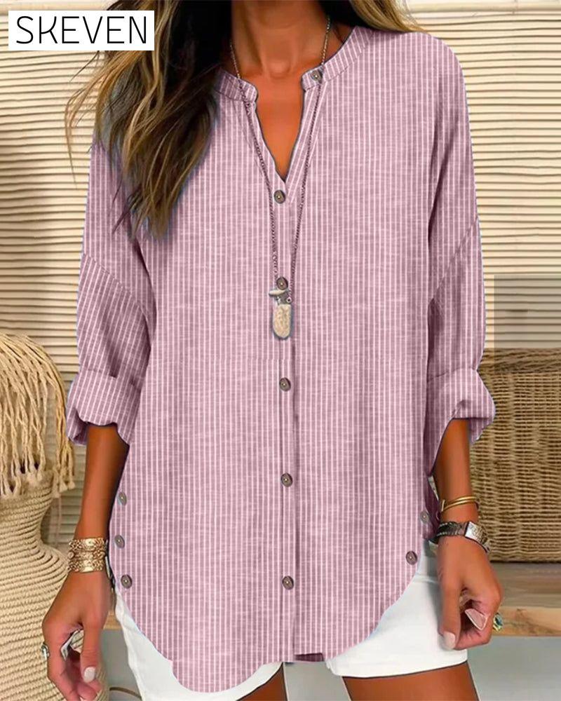 V-neck stripe print top