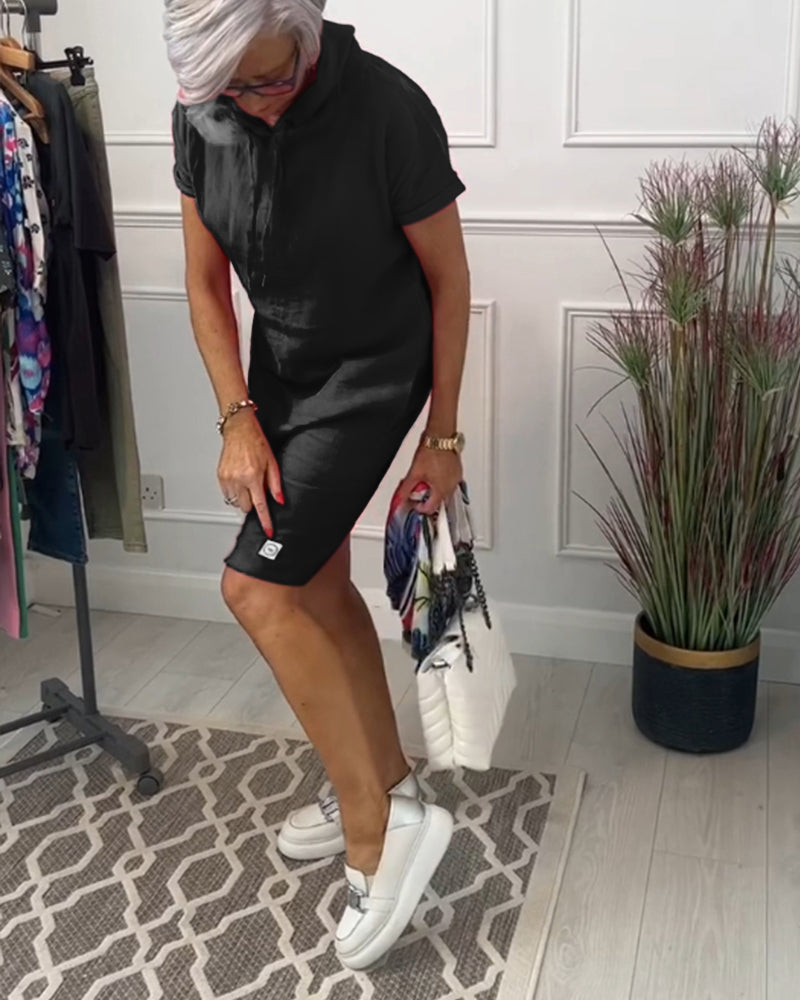 Hooded short sleeve casual dress