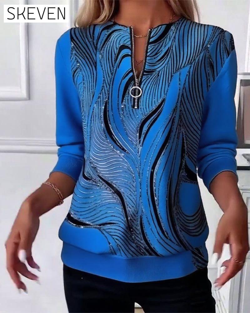 Lässiges Sweatshirt mit Print und Reißverschluss