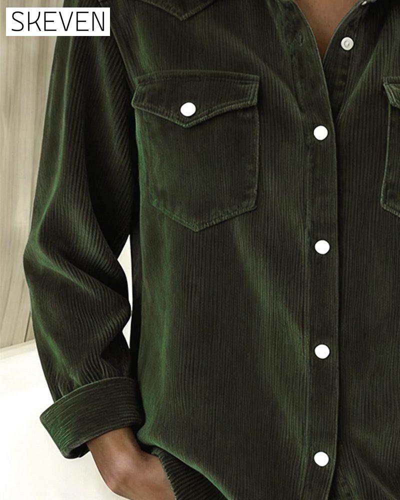 Long-Sleeved Lapel Button-Down Shirt
