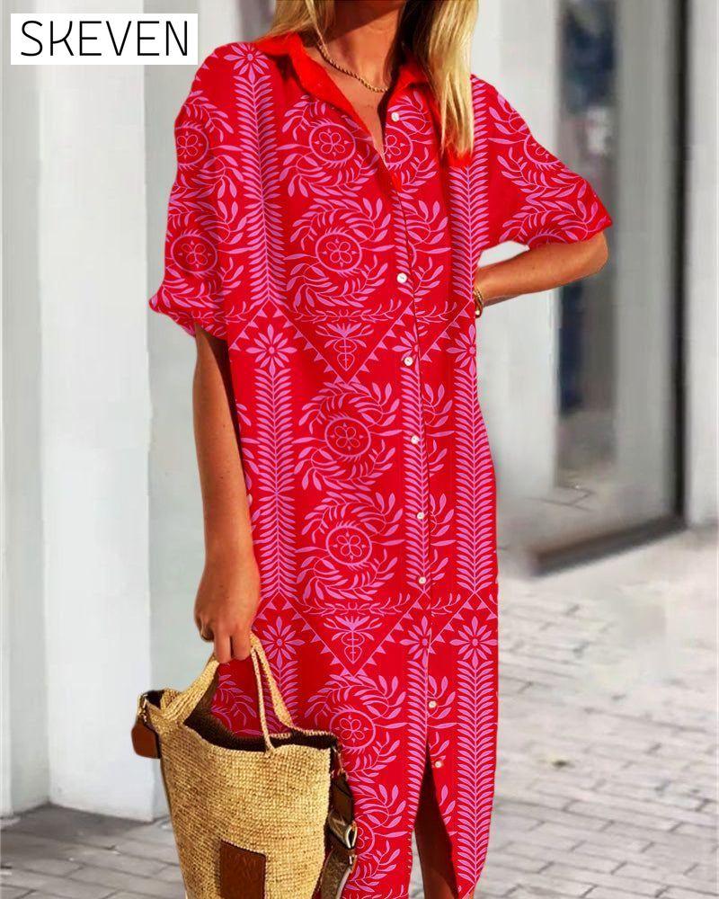 Printed shirt dress 23BF Casual Dresses Clothes Dresses Spring Summer