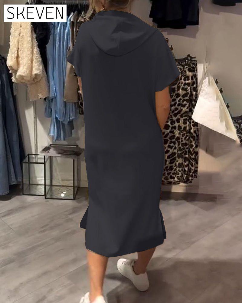 Hooded Casual Drawstring Dress