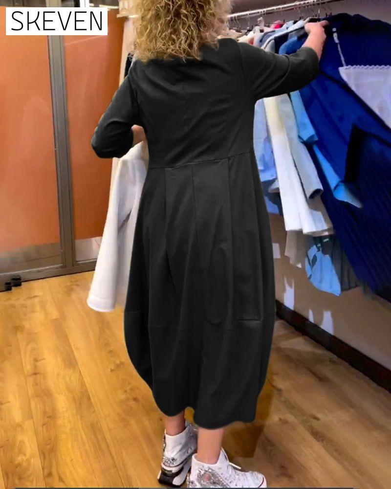 Round Neck 2/3 Sleeve Dress
