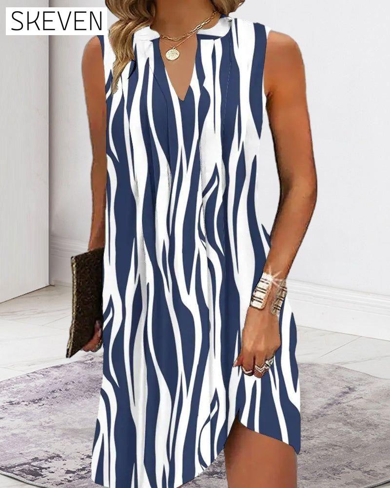Sleeveless printed v-neck dress 23BF Casual Dresses Clothes Dresses Summer