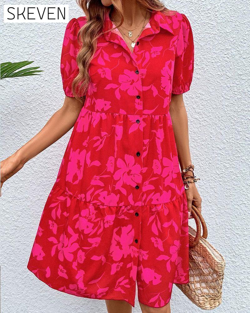 Floral printshort sleeve dress 23BF Casual Dresses Clothes Dresses Spring Summer