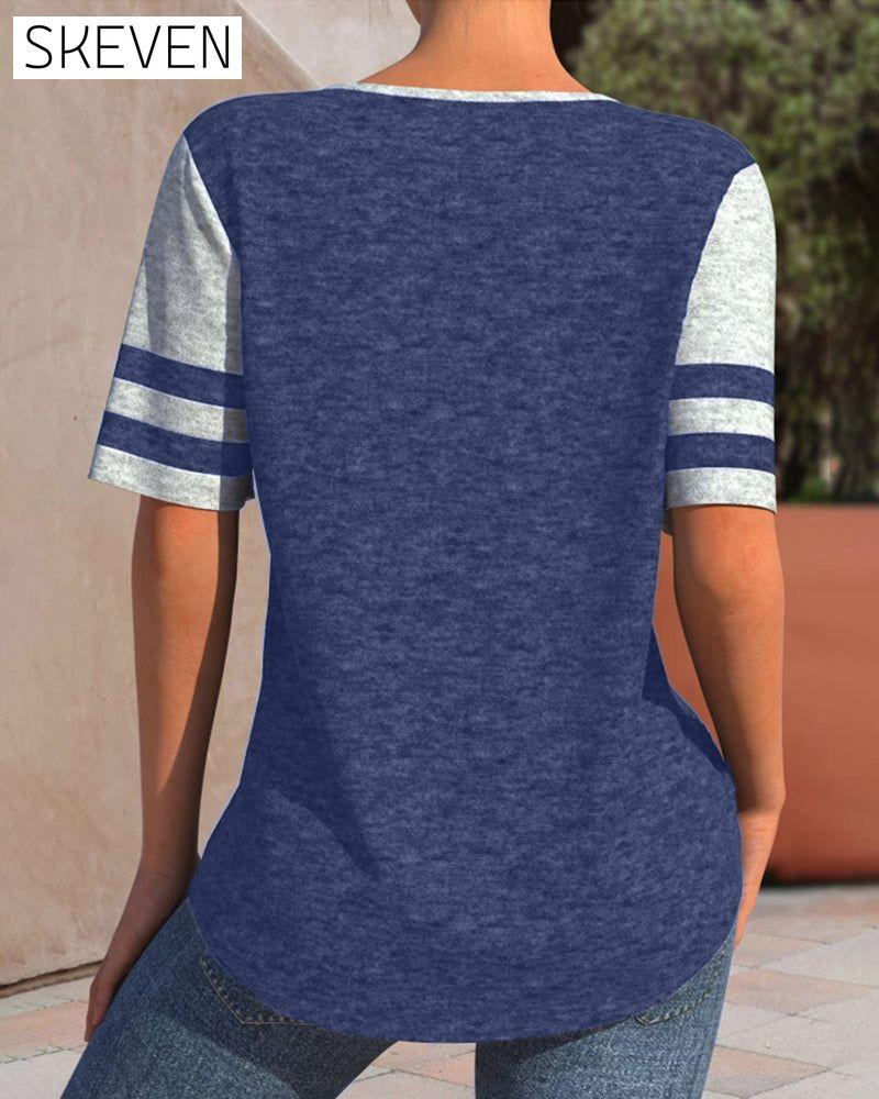 Farbblock-Krawatten-T-Shirt