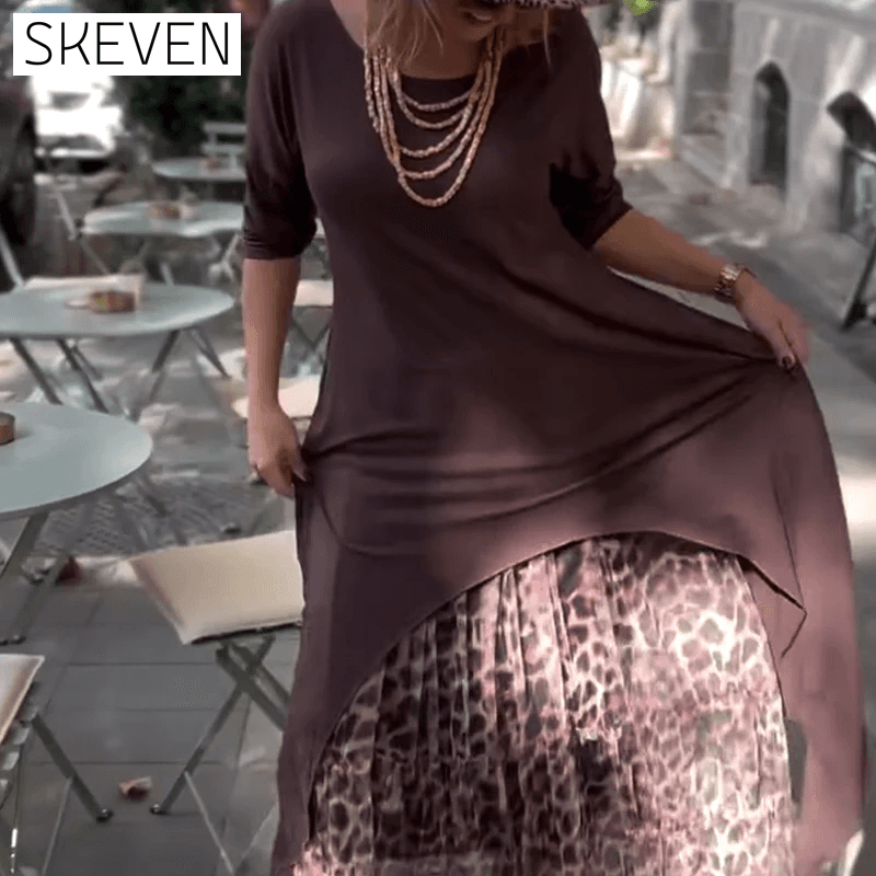 Robe asymétrique unie à manches longues