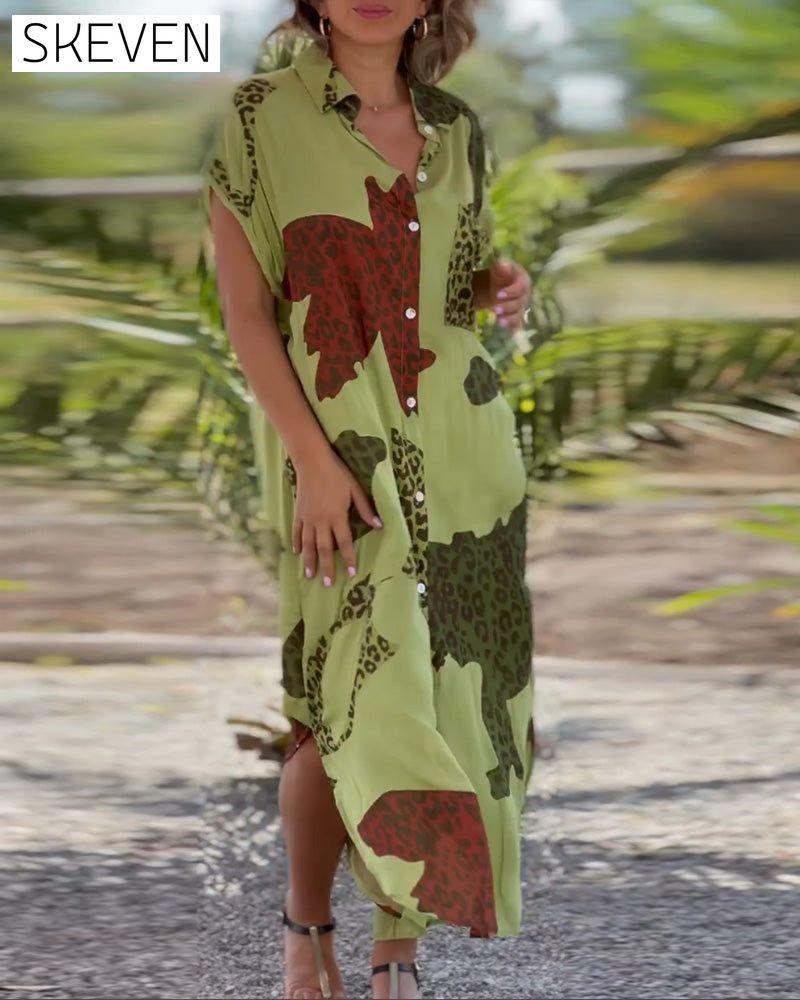 Short Sleeve Leopard Print Dress 23BF Casual Dresses Clothes Dresses Summer