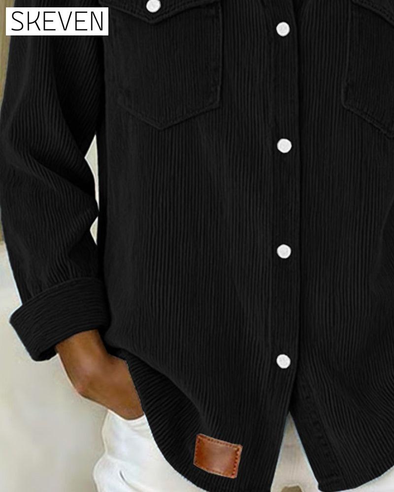 Long-Sleeved Lapel Button-Down Shirt