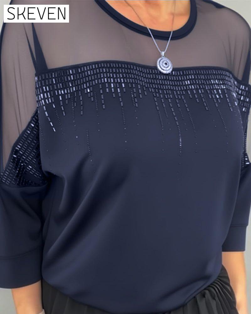 Mesh Splicing Loose Blouse