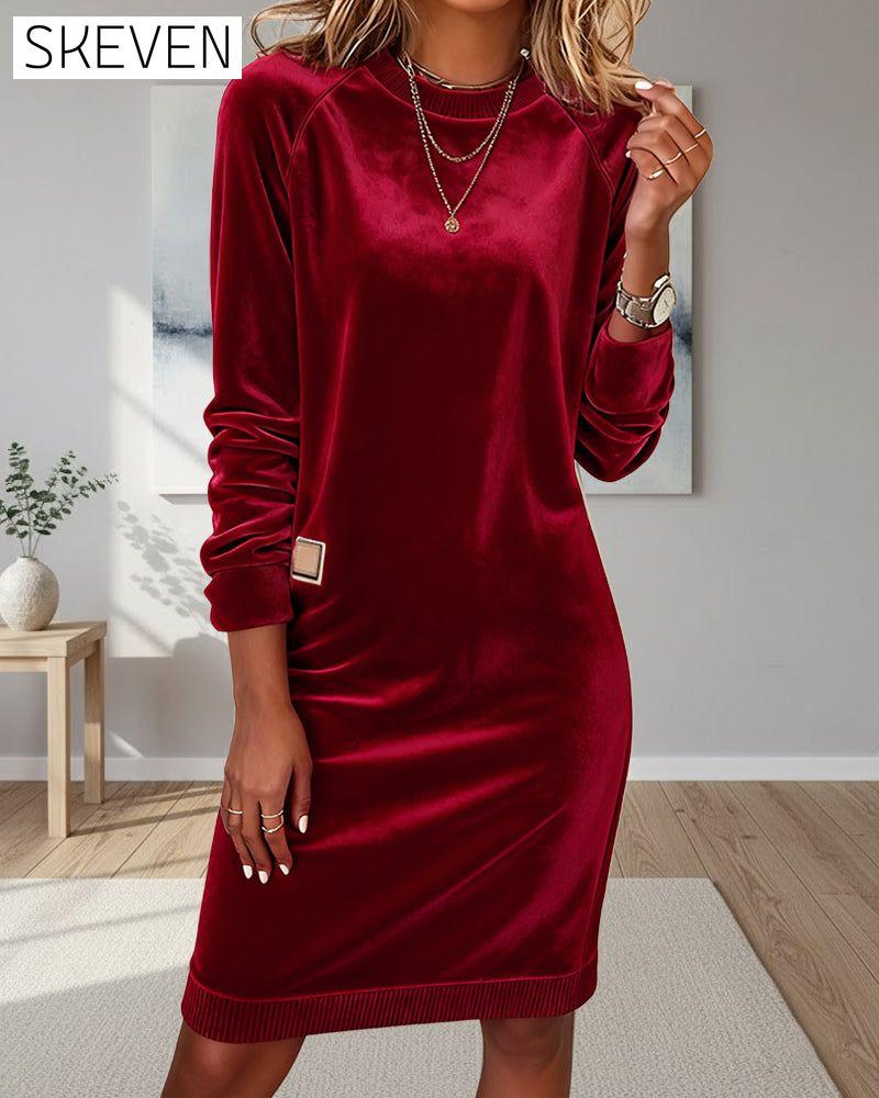 Robe tendance à col rond et manches longues