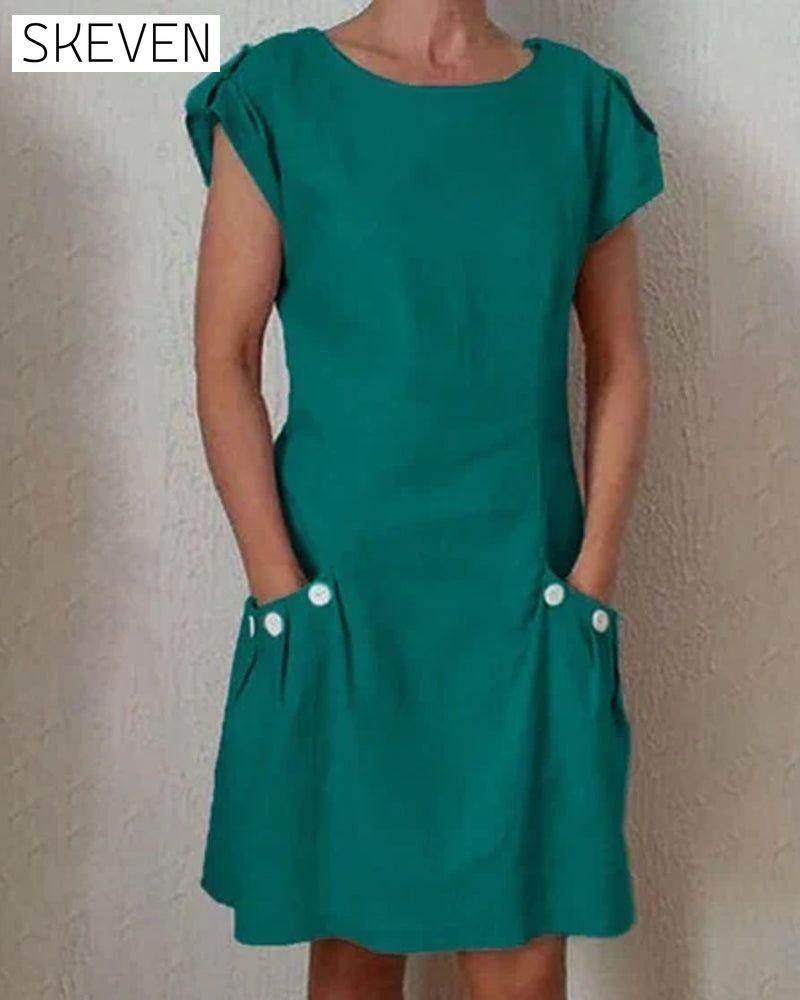 Solid color dress with pockets Green 23BF casual dresses Clothes Dresses Spring Summer