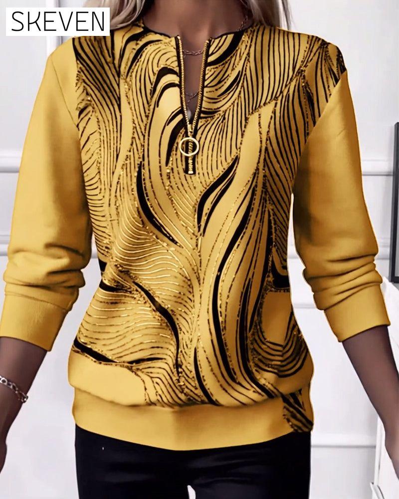 Lässiges Sweatshirt mit Print und Reißverschluss