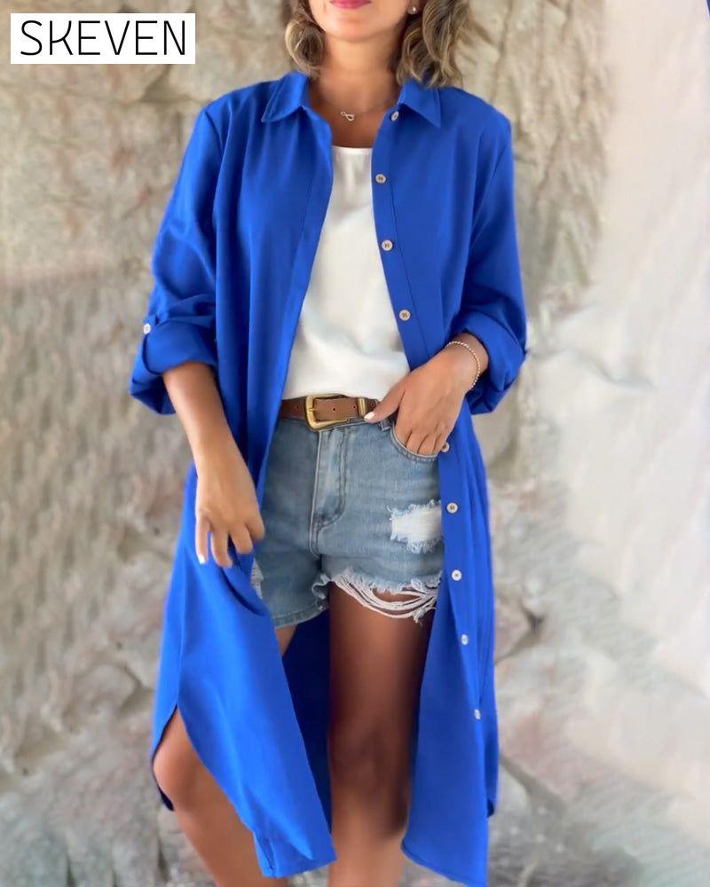 Langarmshirt in Unifarbe