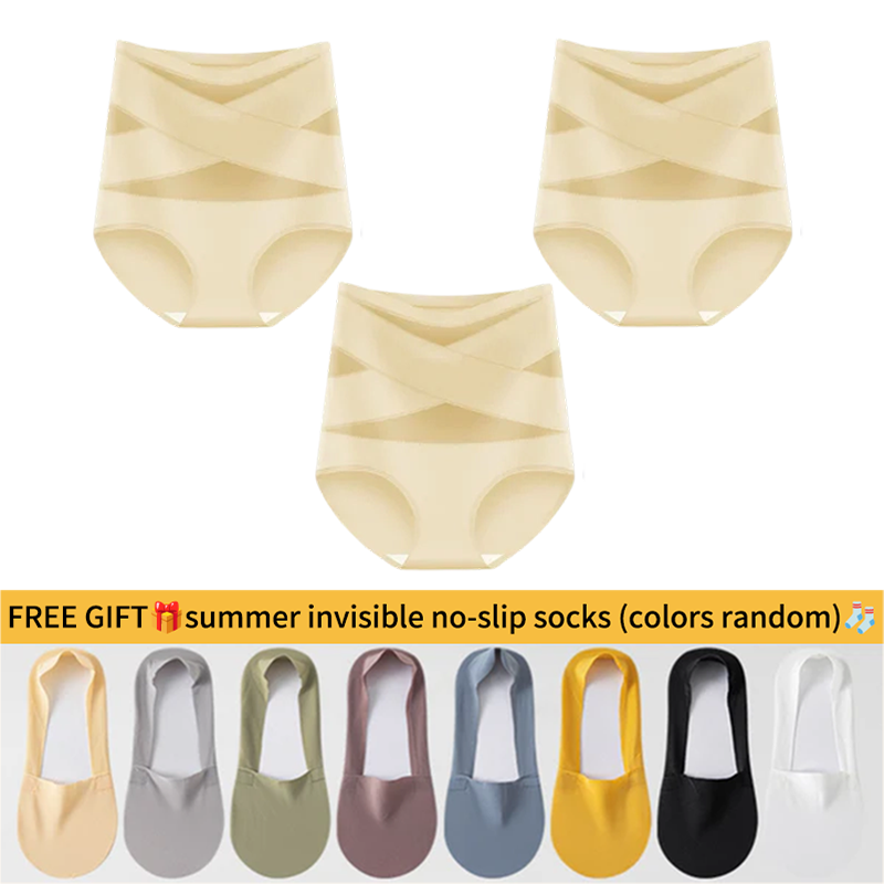 💖💖Last Day-Buy 1 Get 3 Packs💖Plus-Size High-Waist Cross Tummy Control Panties