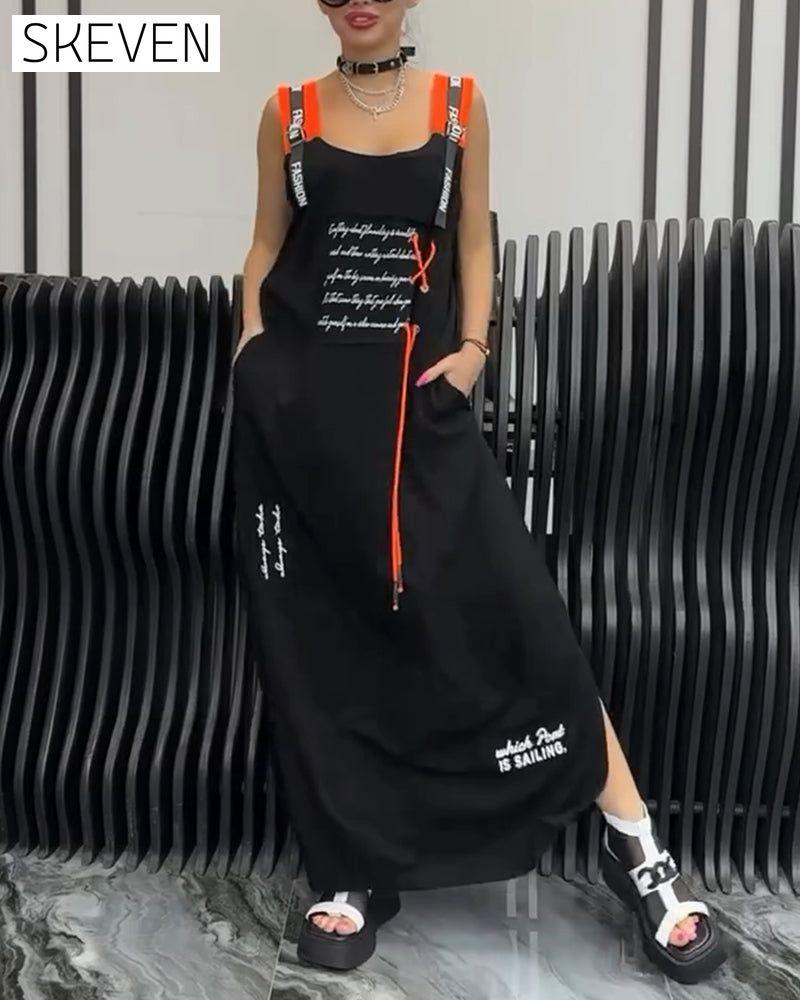 Ärmelloses Kleid mit personalisiertem Buchstabenprint