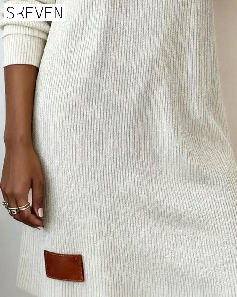 Pile Collar Long Sleeve Straight Dress