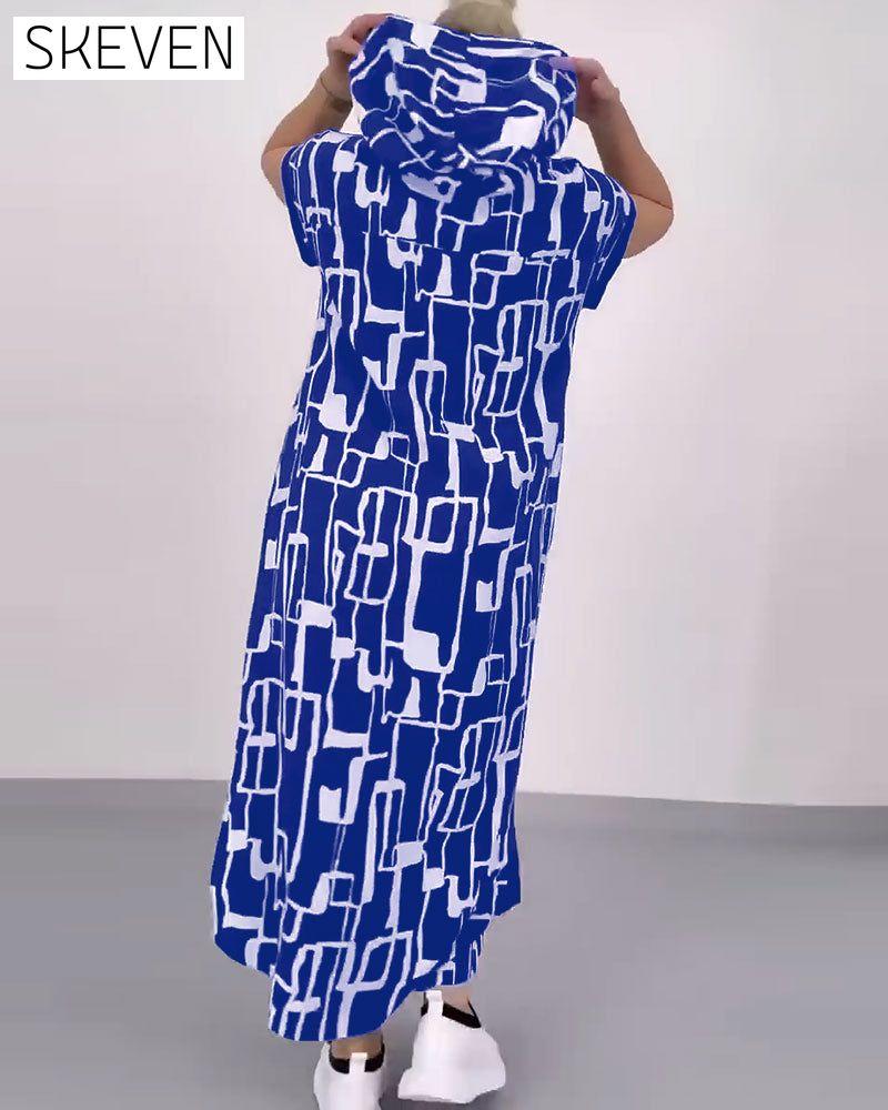 Robe ample contrastée à demi-zip