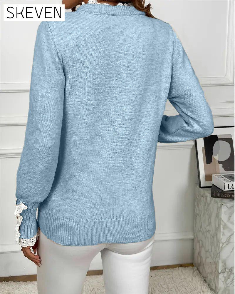Elegant Lace-Trimmed Jumper