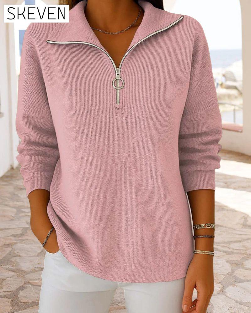 Modischer Pullover mit halbem Reißverschluss