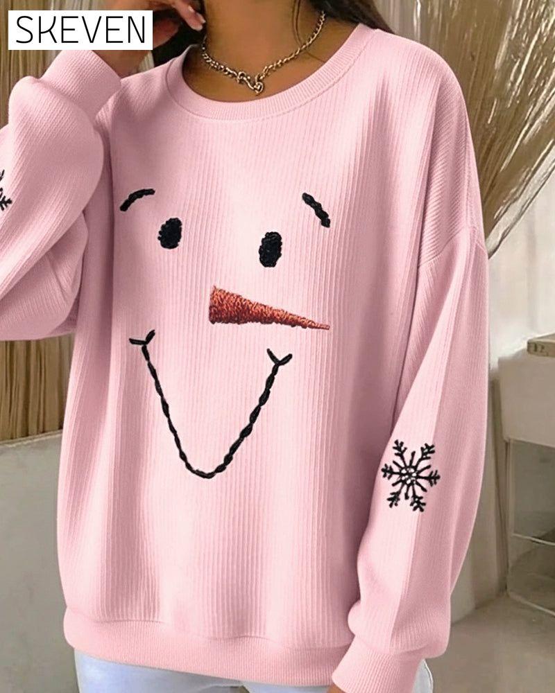 Snowman Printed Round-Neck Sweatshirt