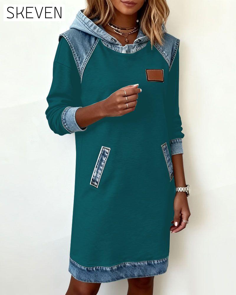 Hooded Paneled Contrast Dress