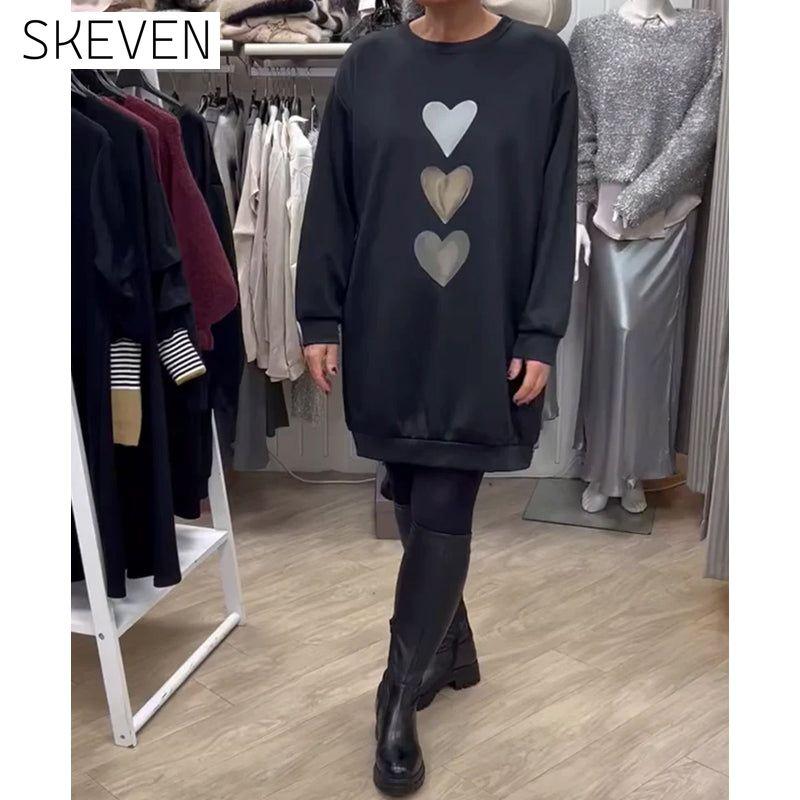 Casual Heart Pattern Shift Dress