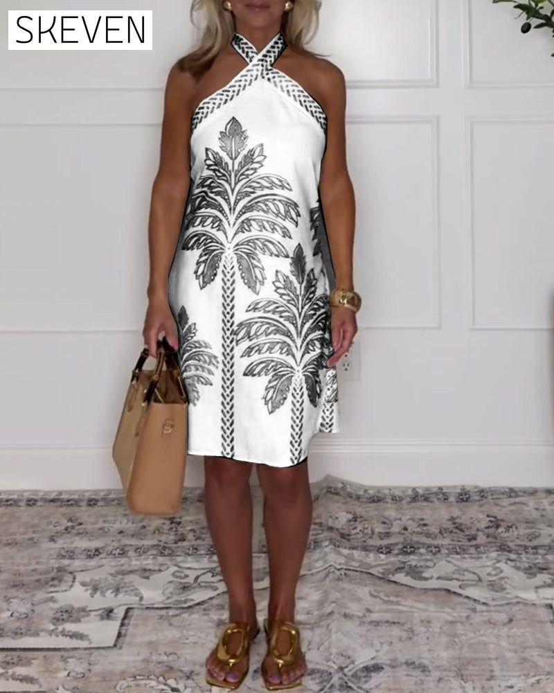 Elegantes knielanges Kleid mit gekreuztem Neckholder