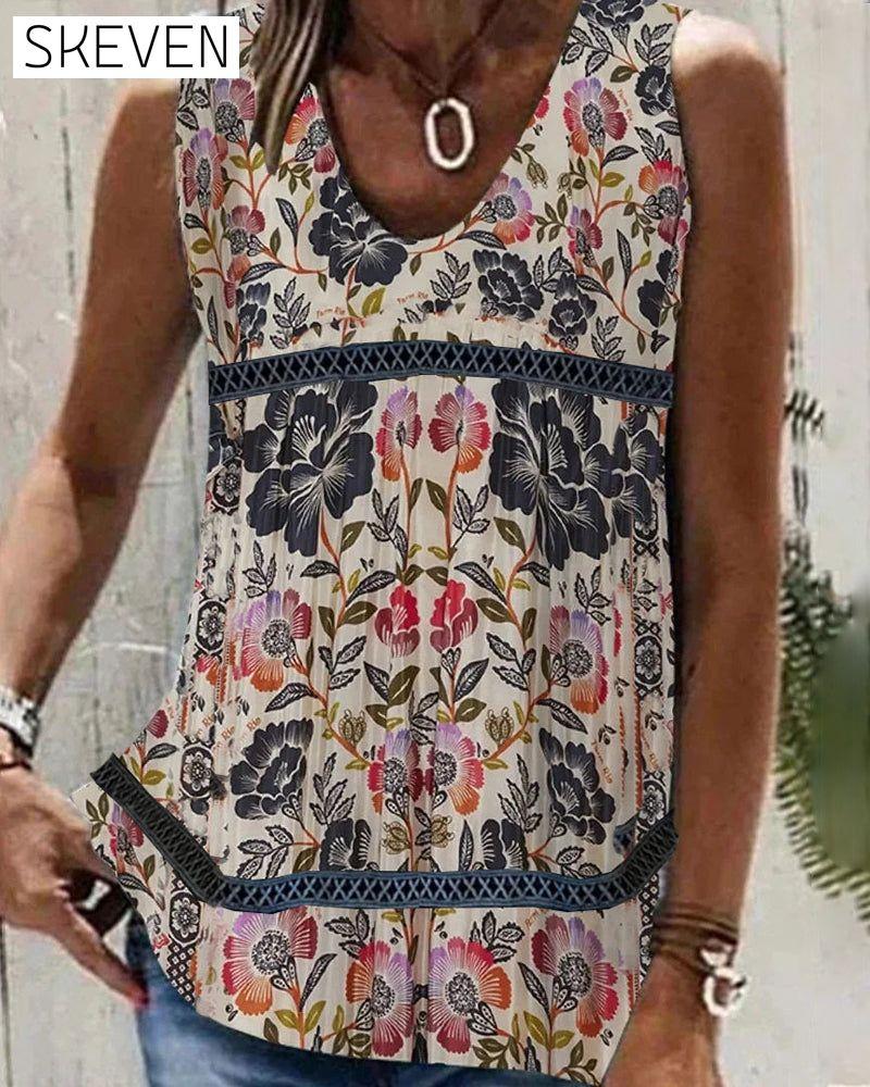 Floral and Paisley Print Tank Top
