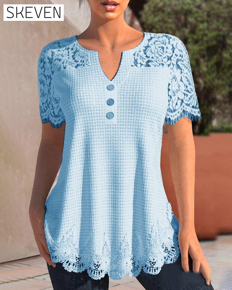 Kurzarm-T-Shirt aus Spitze