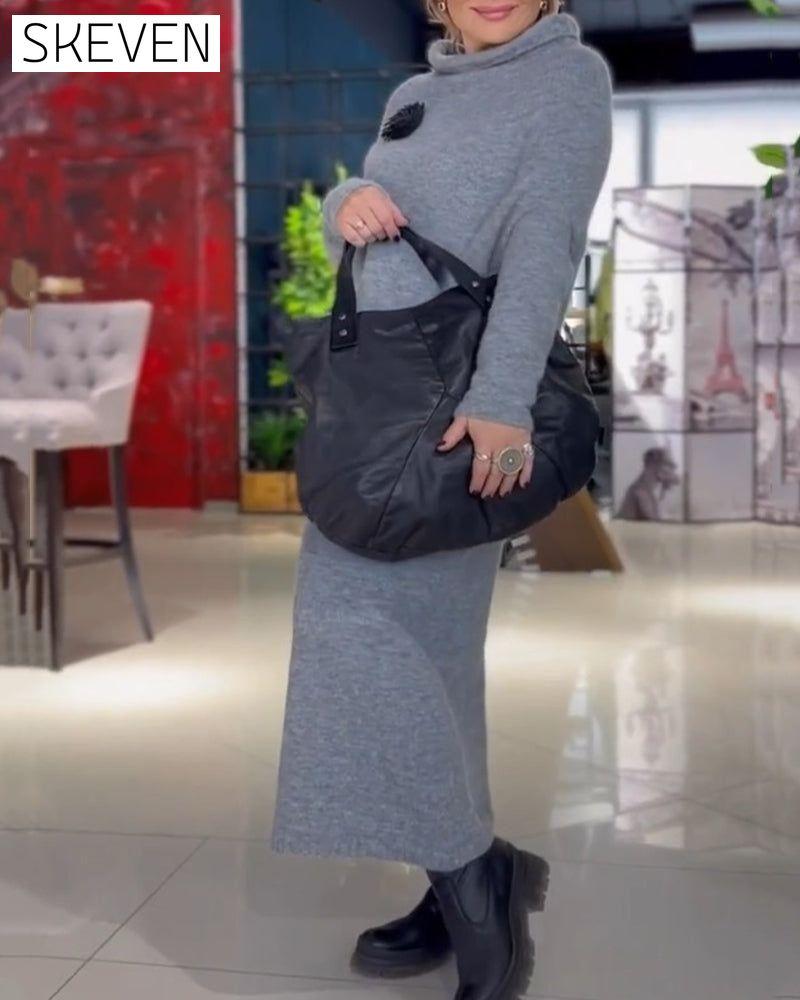 Turtleneck Long Sleeve Loose Dress 2023 f/w 23BF casual dresses Clothes Dresses