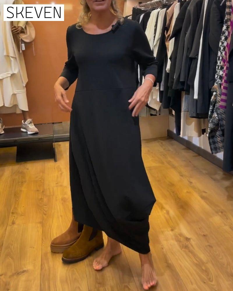 Long-sleeved crew neck dress