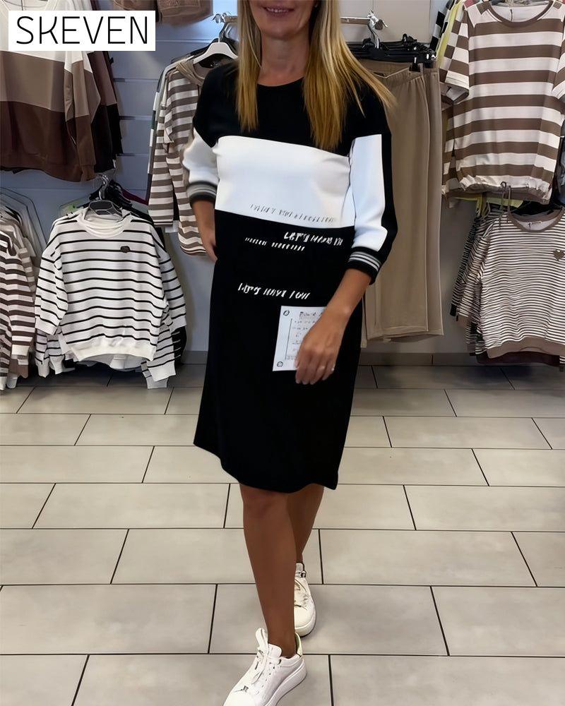 Contrast Color Panel Dress