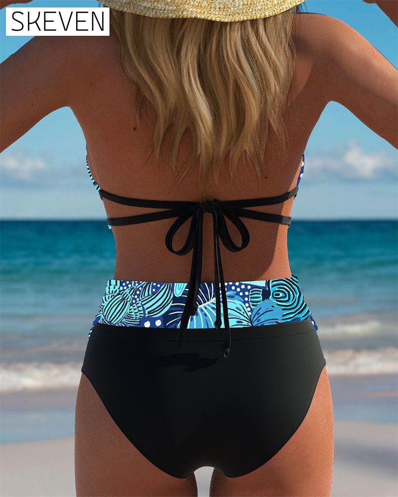 Bikini imprimé sexy à dos nu