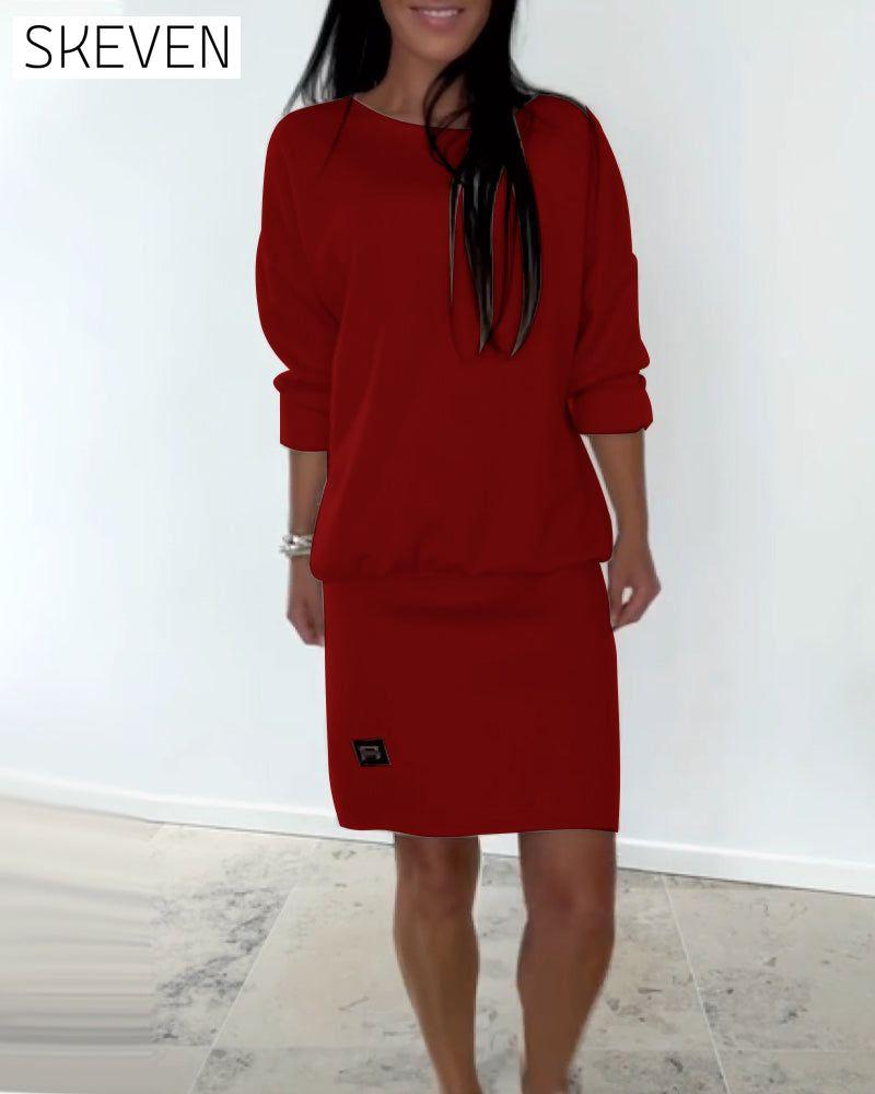 Langärmeliges, lässiges Hüftkleid