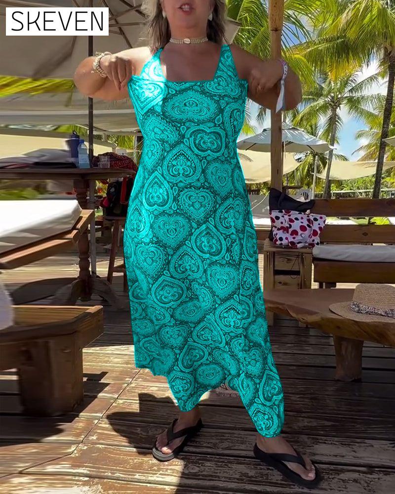 Strapless Heart Holiday Print Swimsuit