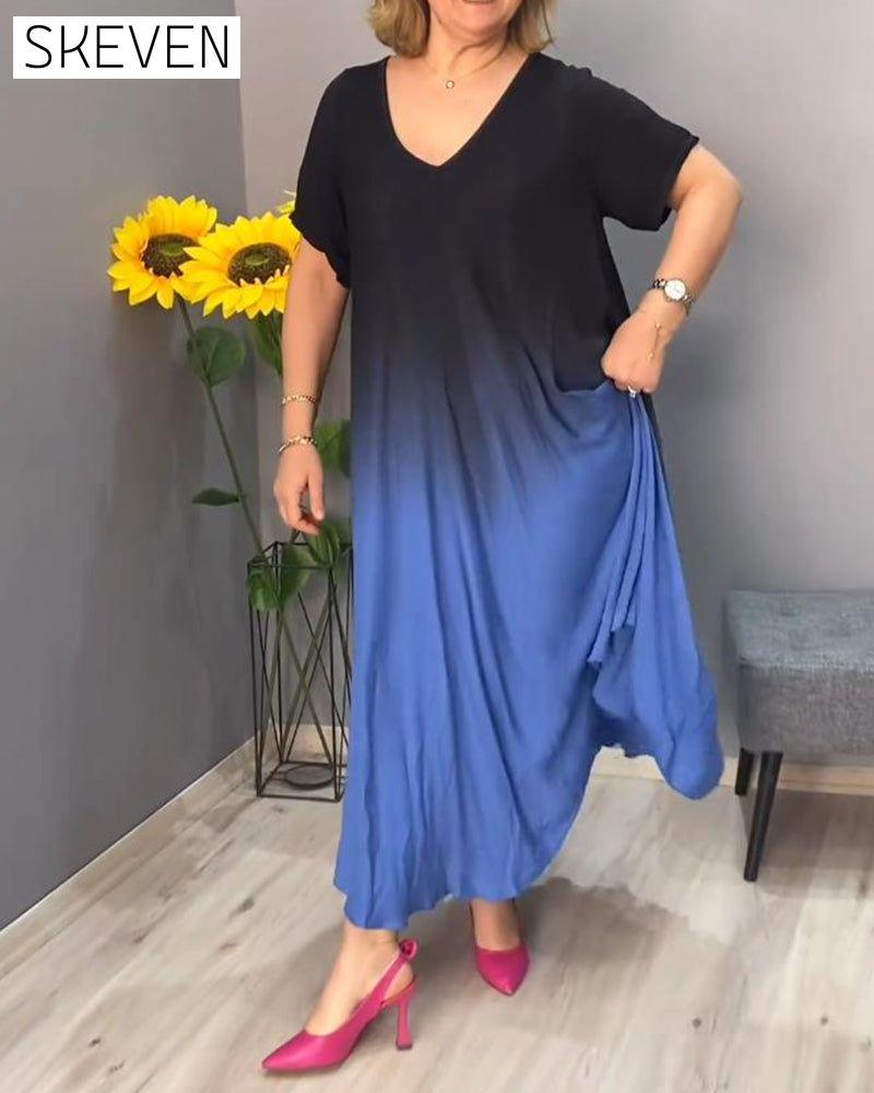 Lässiges Faltenkleid im Ombré-Stil