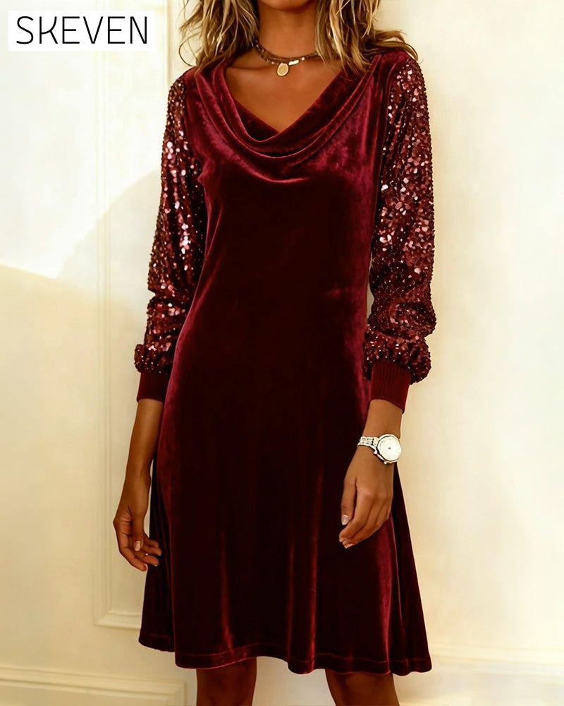 Elegant Velvet And Sequined Dress