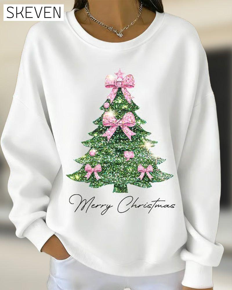 Sweatshirt mit Weihnachtsmotiv und Rundhalsausschnitt, langen Ärmeln