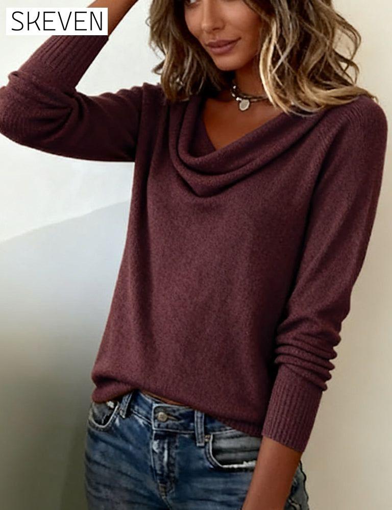 Fashionable Long-Sleeved Pile Collar Jumper