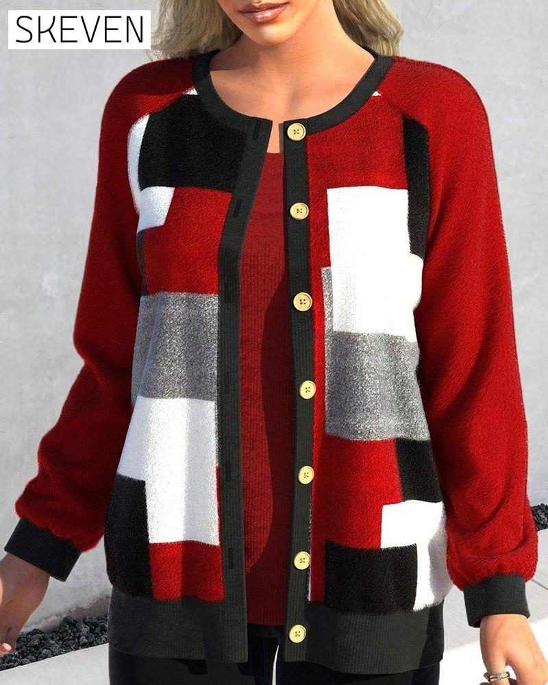 Cardigan mit Farbblock-Einsätzen