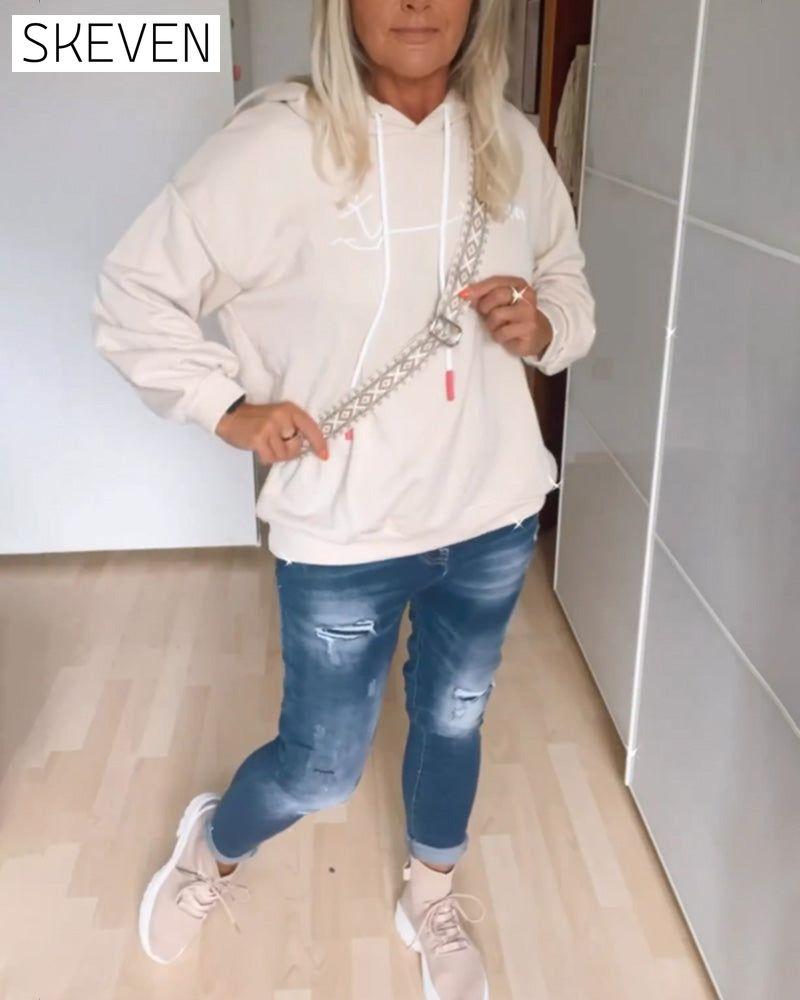 Loose anchor print hoodies