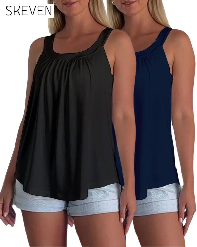 Set aus trägerlosem, plissiertem, einfarbigem Tanktop