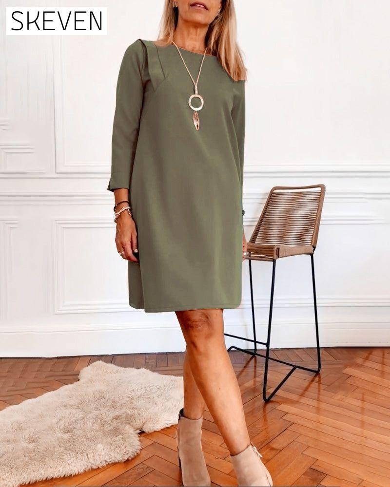 Robe élégante droite à manches longues
