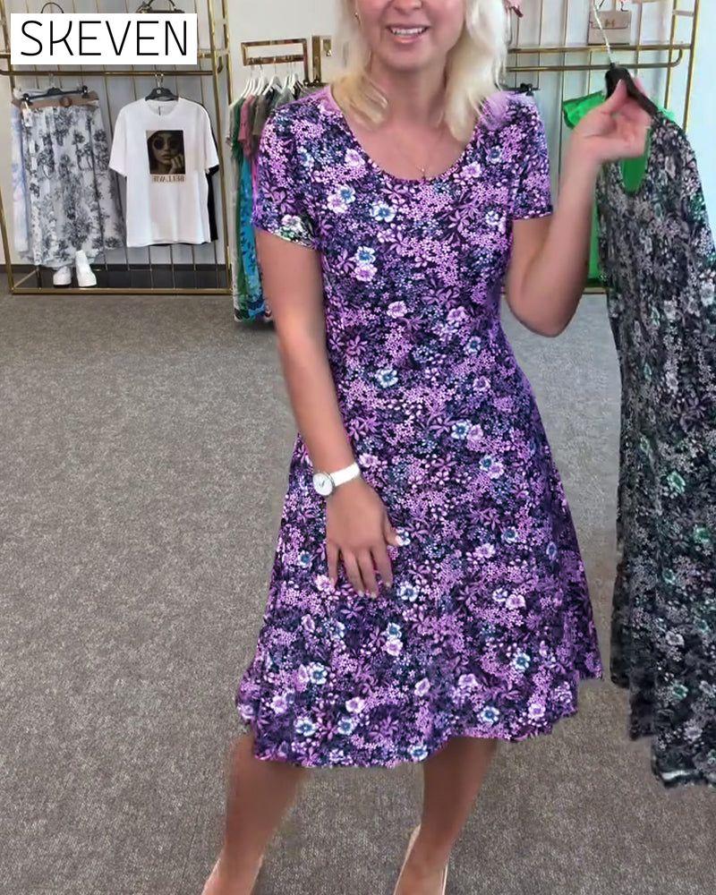 Temperament Slim Waist Printed Dress